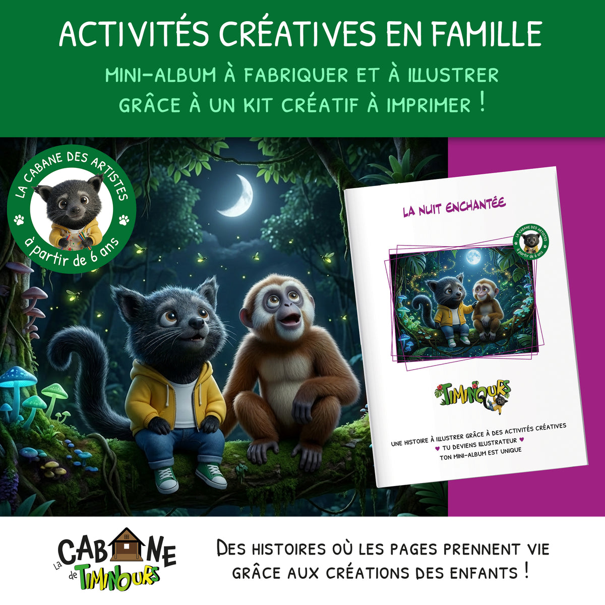 Kit Créatif Enfant à imprimer | La Nuit | Activité sans écran à partir de 6 ans