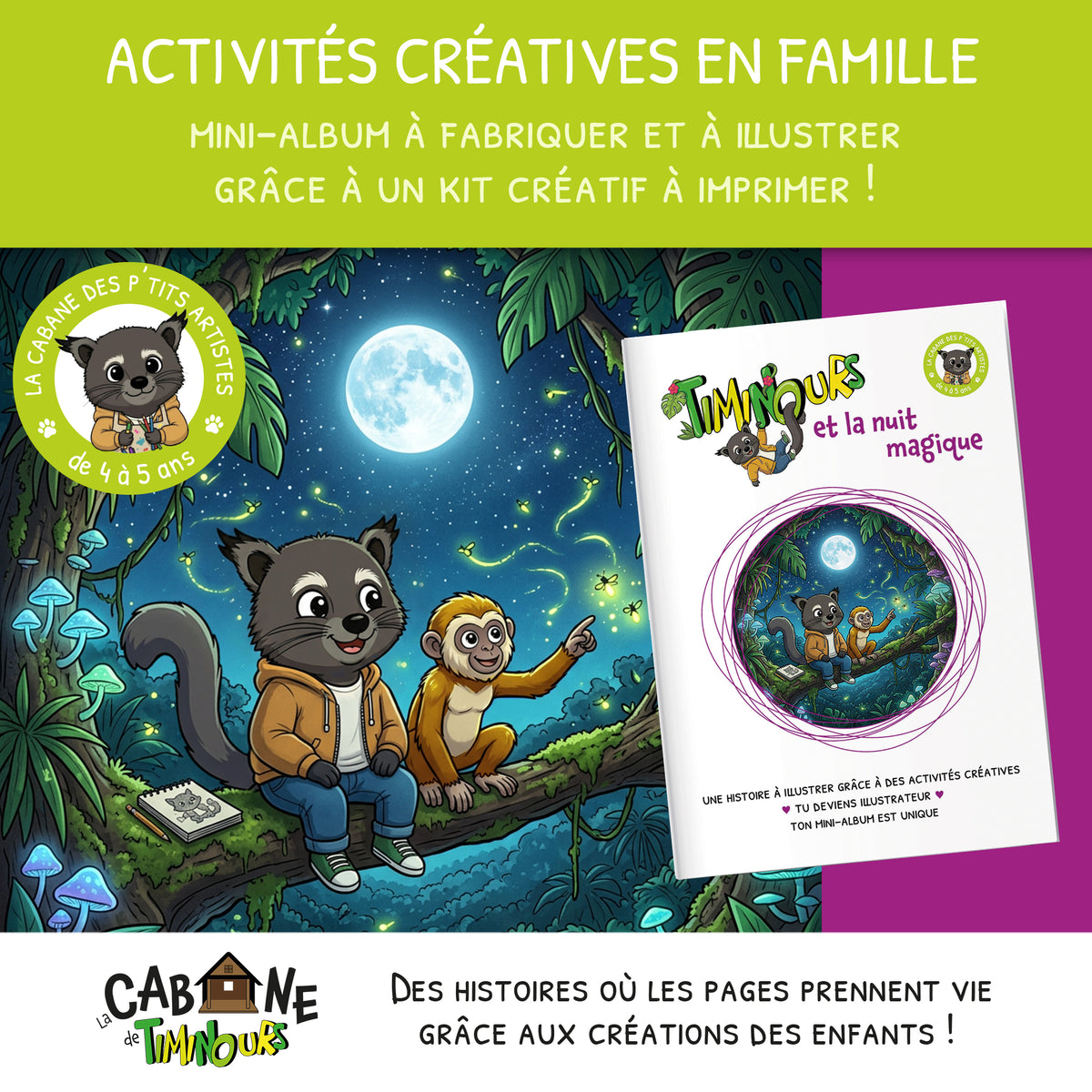 Kit Créatif Enfant à imprimer | La nuit | Activité sans écran 4-5 ans